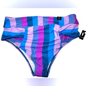 Torrid Blue and Purple High Waisted Cheeky Bikini Bottom - Cool Stripe Multi